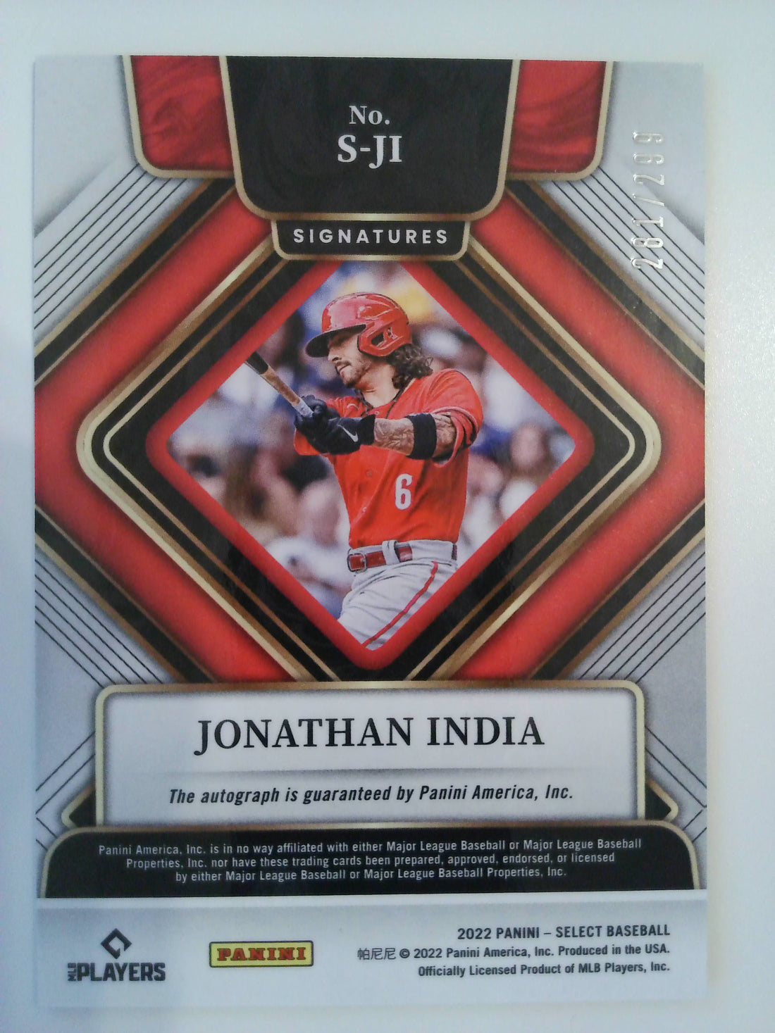 2022 Panini Select Baseball Signatures 281/299 Jonathan India #S-JI