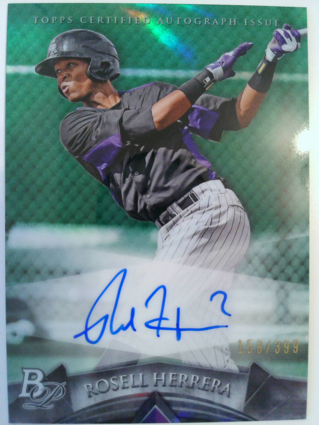 2014 Bowman Platinum Autographs Green Refractors 159/399 Rosell Herrera #AP-RH