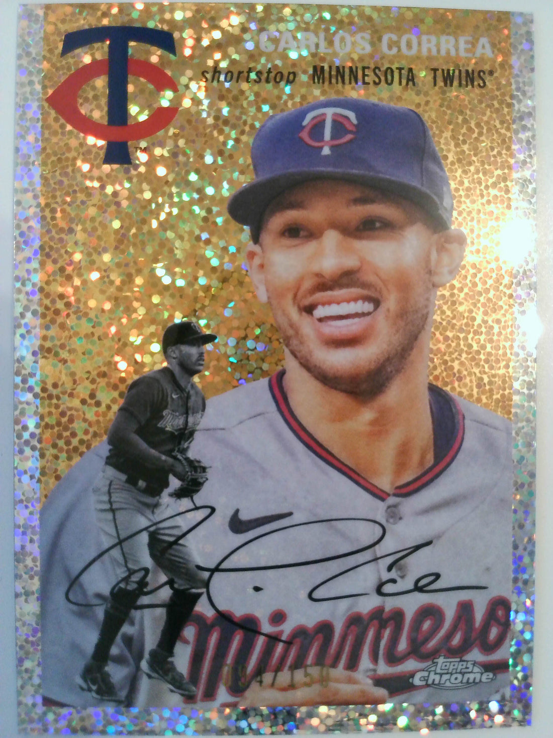2023 Chrome Platinum Anniversary Speckle Refractors 094/150 Carlos Correa #244