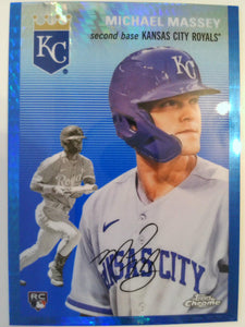 2023 Chrome Platinum Anniversary Blue Prism Refractors Michael Massey #49 RC