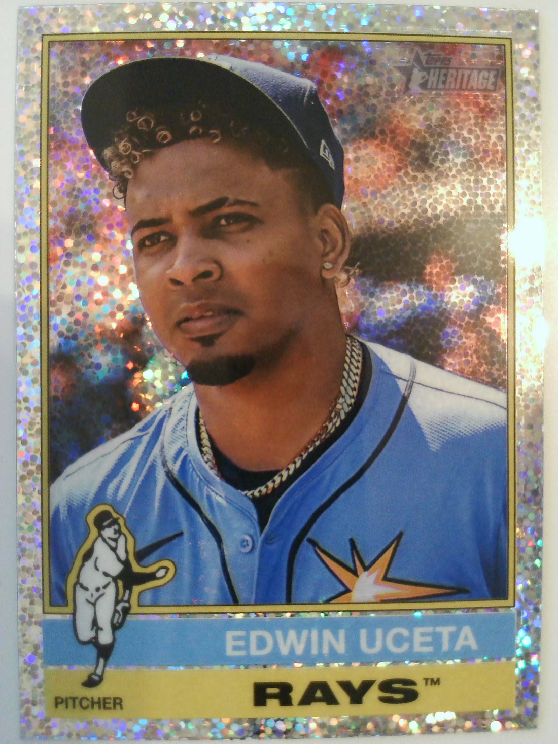2025 Topps Heritage Baseball Chrome Silver Sparkle Refractor Edwin Uceta #390