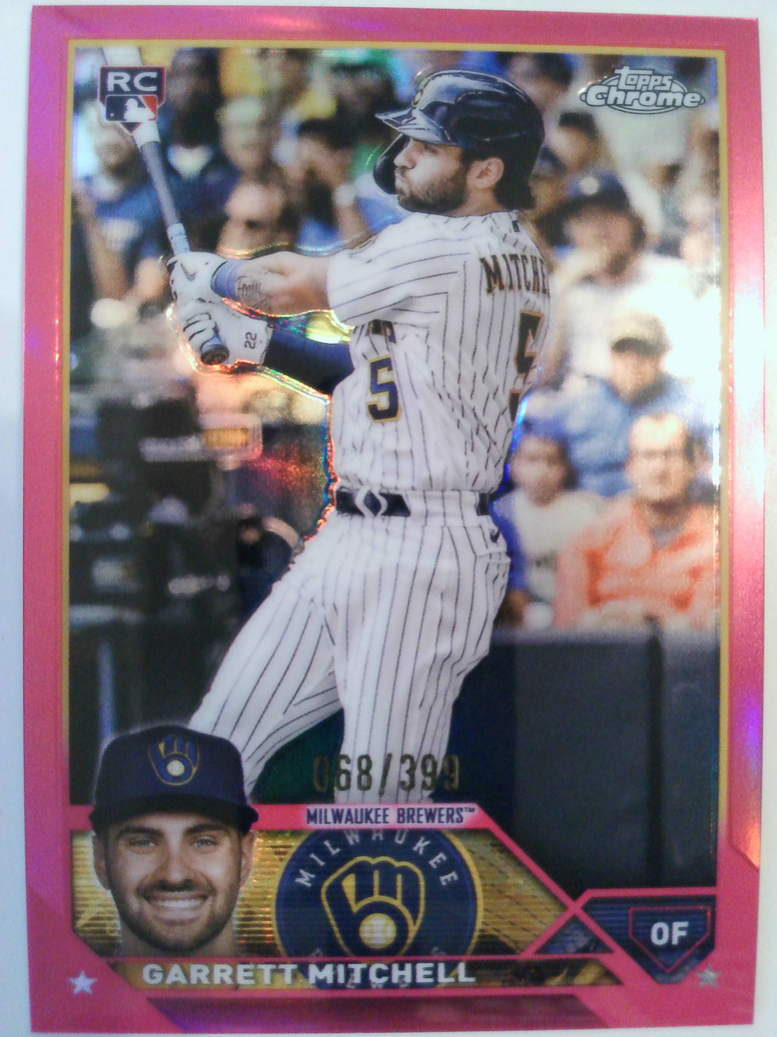 2023 Topps Chrome Baseball Magenta Refractors 068/399 Garrett Mitchell #110
