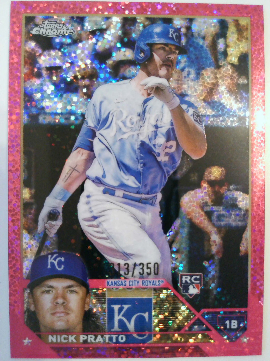 2023 Topps Chrome Baseball Magenta Speckle Refractors 313/350 Nick Pratto #85