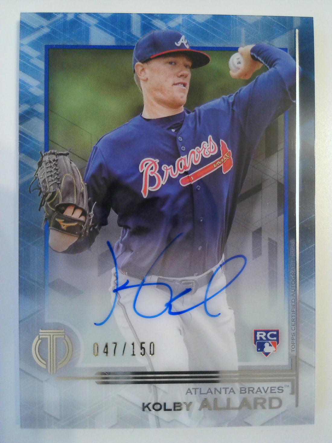 2019 Topps Tribute Baseball Tribute Autographs Blue 047/150 Kolby Allard #TA-KA