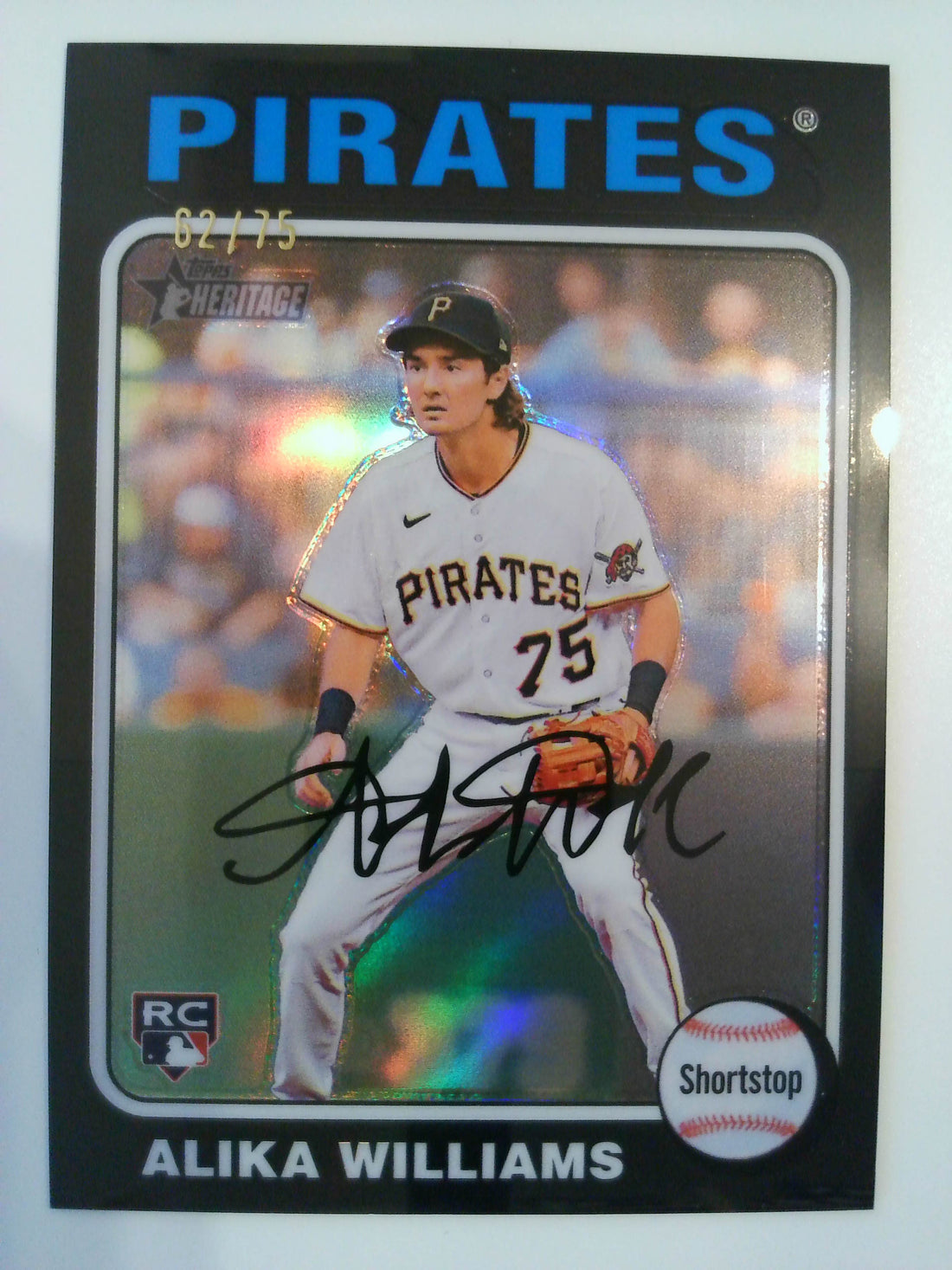 2024 Topps Heritage Baseball Chrome Black Refractor 02/75 Alika Williams #128 RC