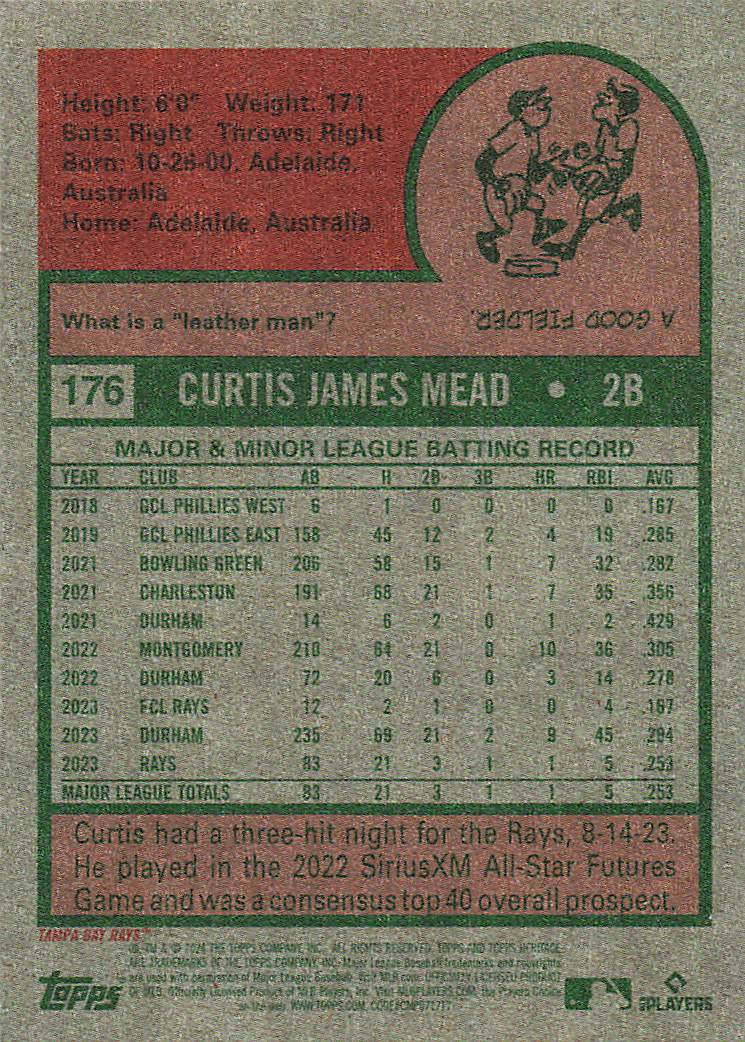2024 Topps Heritage Baseball Curtis Mead #176 Rookie