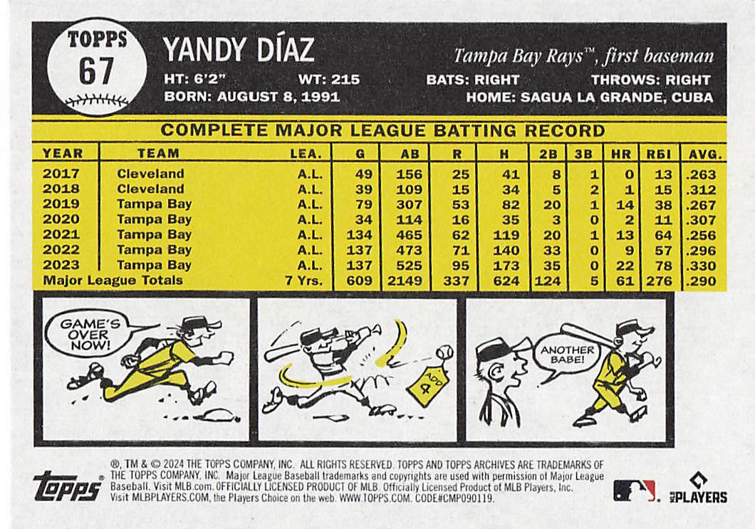 2024 Topps Archives Baseball Yandy Díaz #67