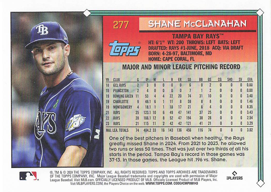 2024 Topps Archives Baseball Shane McClanahan #277