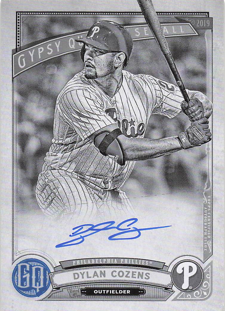 2019 Topps Gypsy Queen Autographs Black and White 13/50 Dylan Cozens #GQA-DC