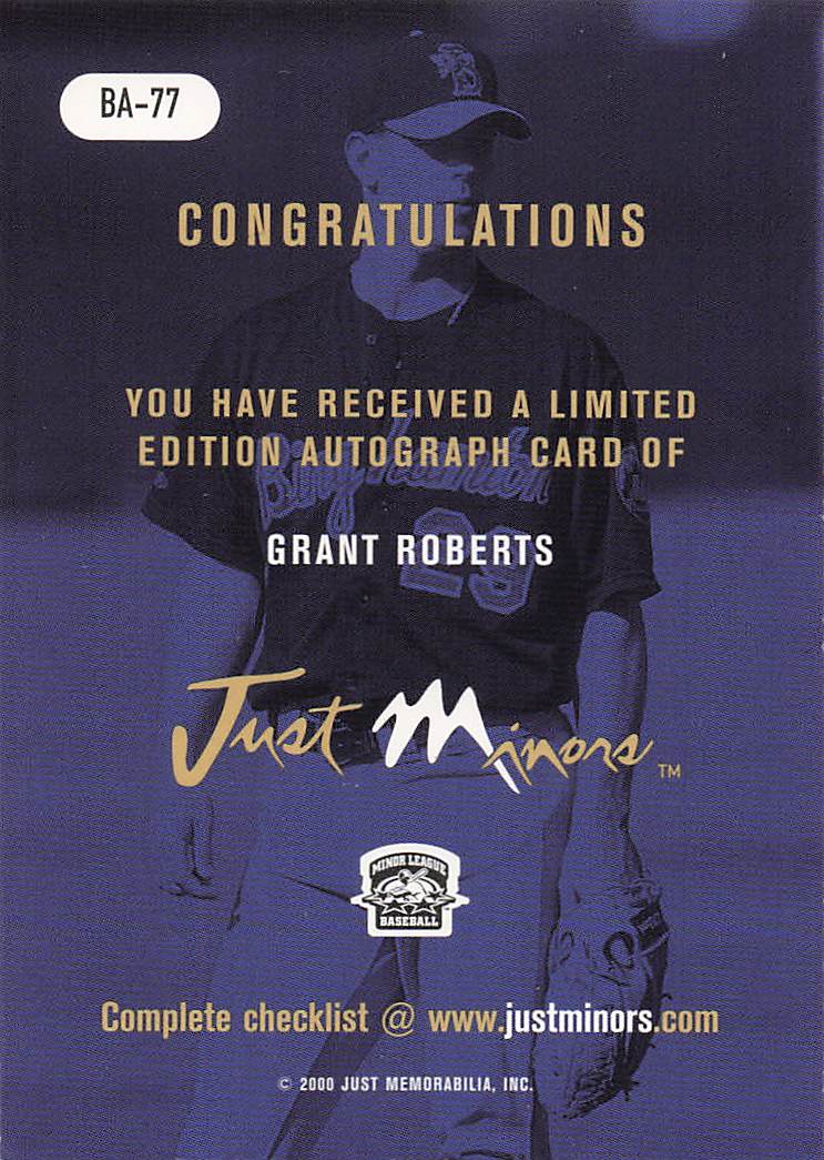 2000 Just Baseball Autographs Grant Roberts #BA-77