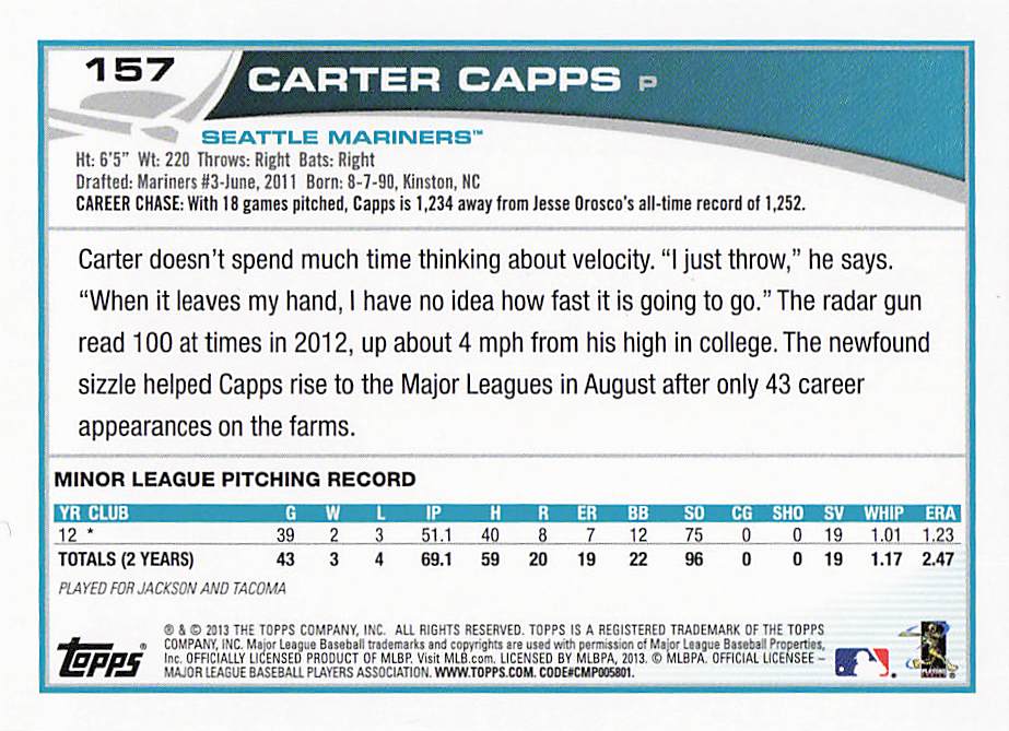 2013 Topps Mini Baseball Carter Capps #157