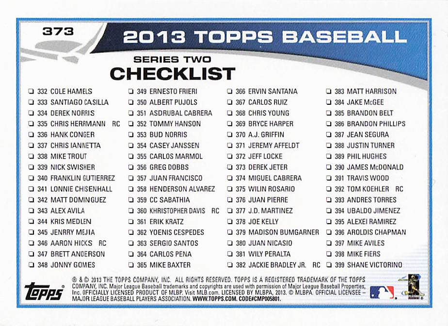 2013 Topps Mini Baseball Derek Jeter #373