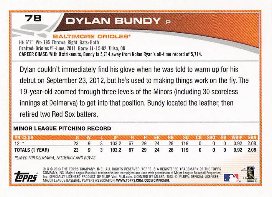 2013 Topps Mini Baseball Dylan Bundy #78