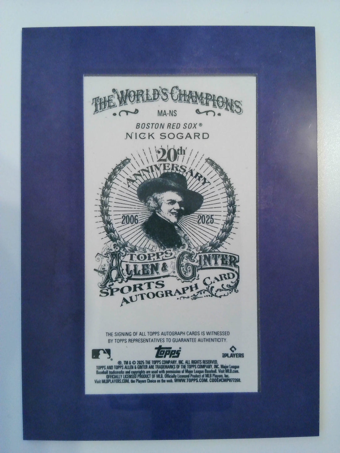 2025 Topps Allen & Ginter Framed Mini Autographs Blue 76/99 Nick Sogard #MA-NS