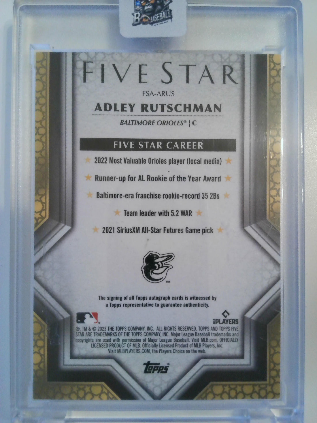 2023 Topps Five Star Baseball Adley Rutschman #FSA-ARUS
