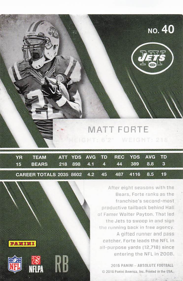 2016 Panini Absolute Football Matt Forte #40