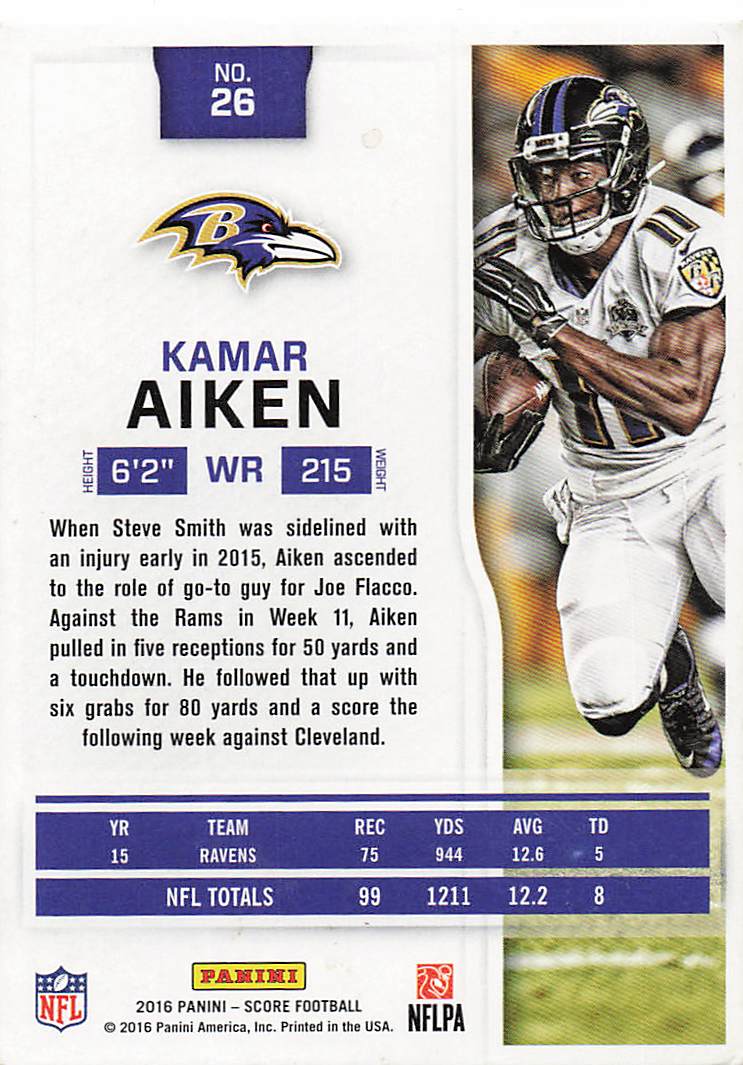 2016 Score Football Kamar Aiken #26