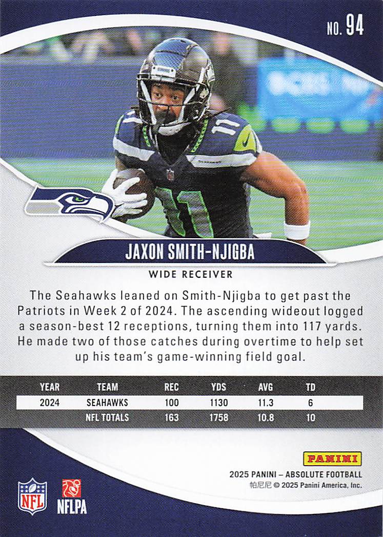 2025 Panini Absolute Football Retail Jaxon Smith-Njigba #94