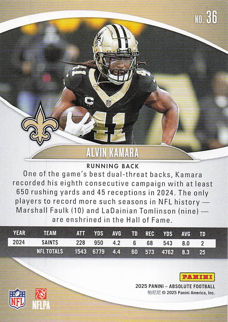 2025 Panini Absolute Football Retail Alvin Kamara #36