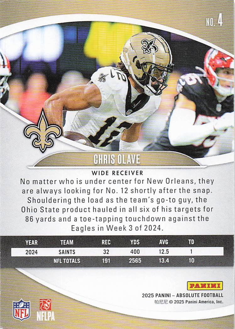 2025 Panini Absolute Football Retail Chris Olave #4