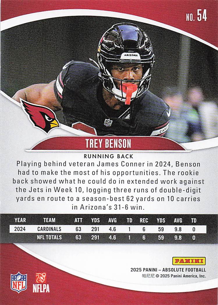 2025 Panini Absolute Football Retail Trey Benson #54