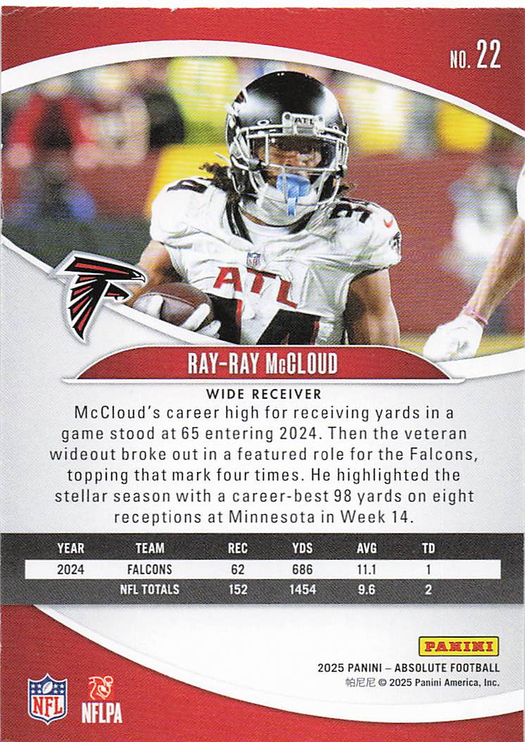 2025 Panini Absolute Football Retail Ray-Ray McCloud #22