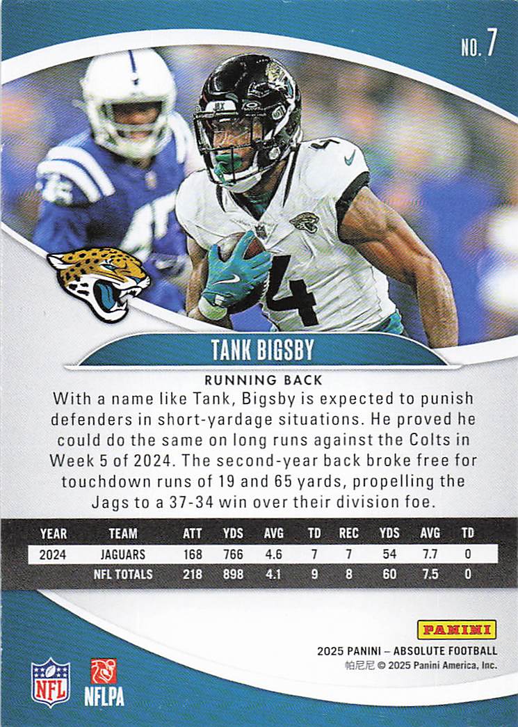 2025 Panini Absolute Football Retail Tank Bigsby #7