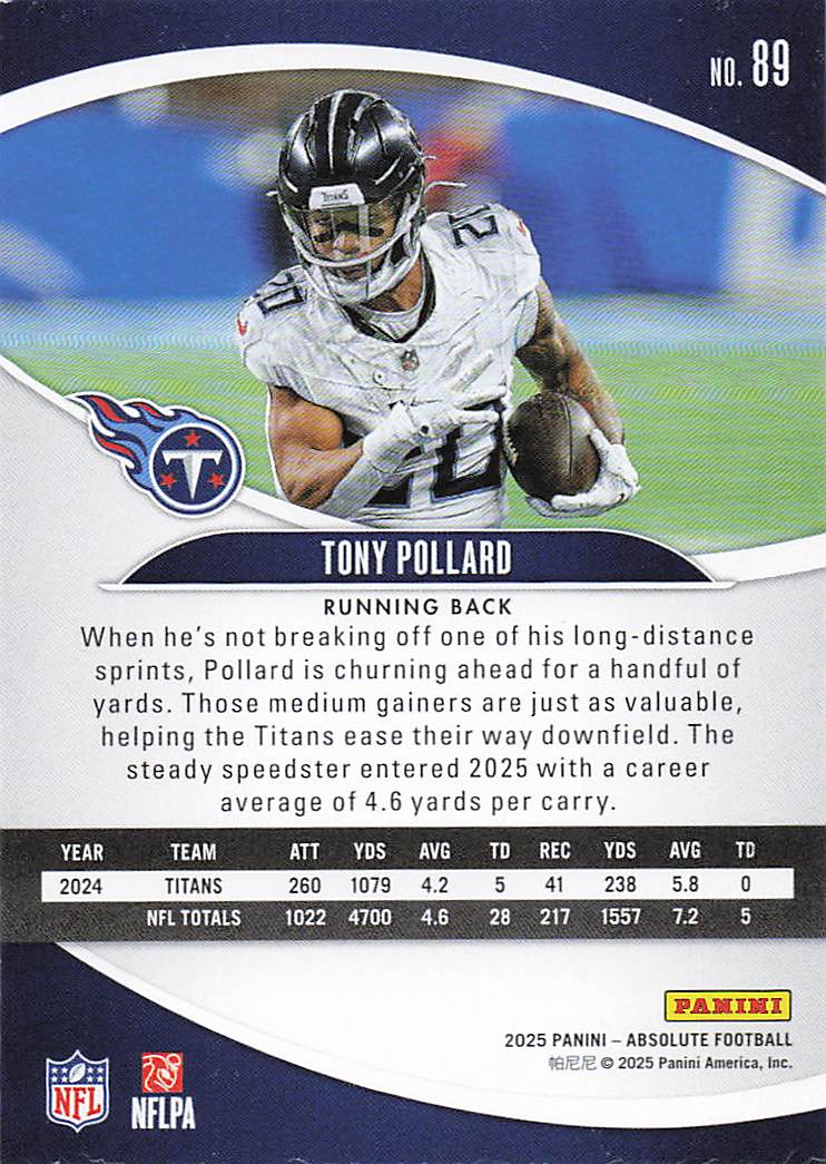 2025 Panini Absolute Football Retail Tony Pollard #89