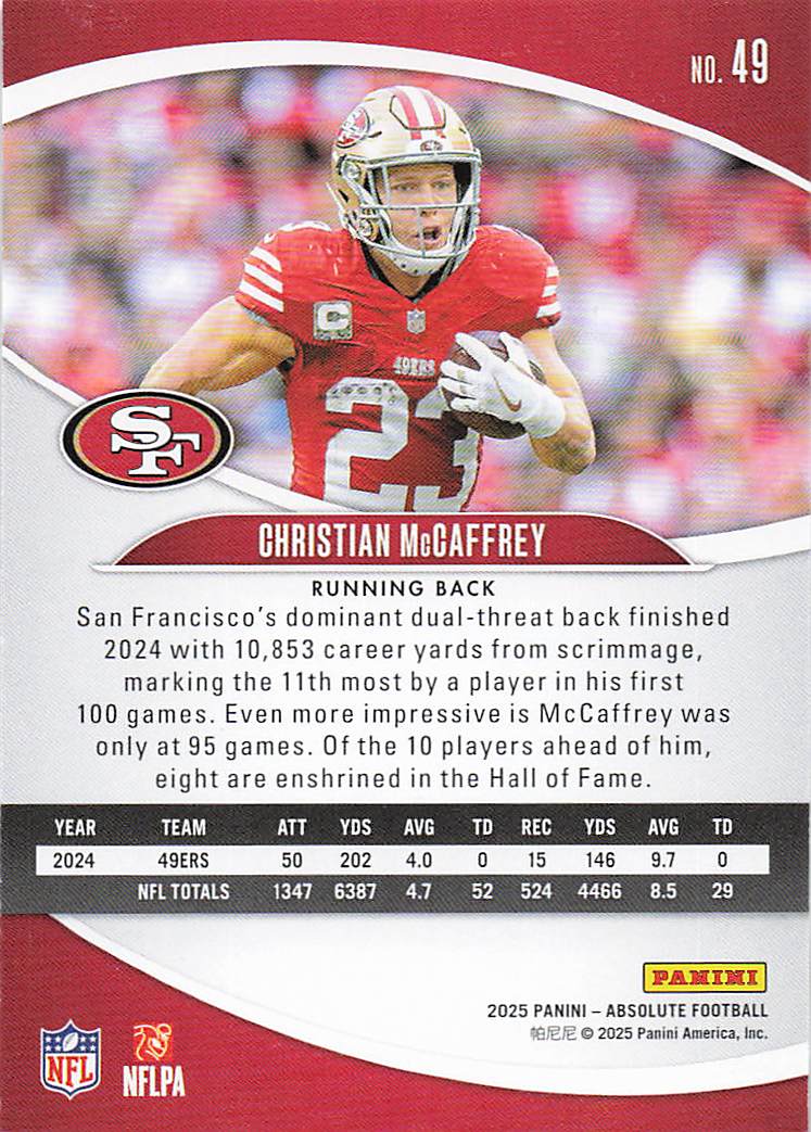 2025 Panini Absolute Football Retail Christian McCaffrey #49