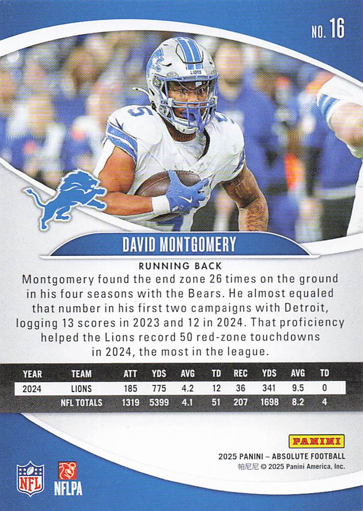 2025 Panini Absolute Football Retail David Montgomery #16