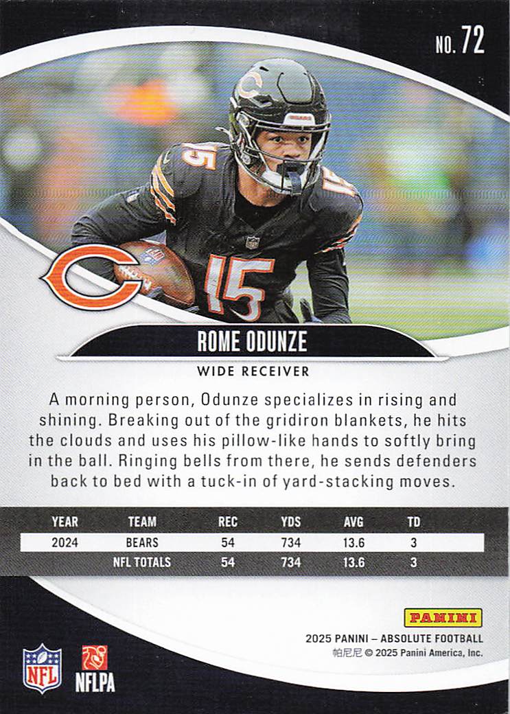 2025 Panini Absolute Football Retail Rome Odunze #72