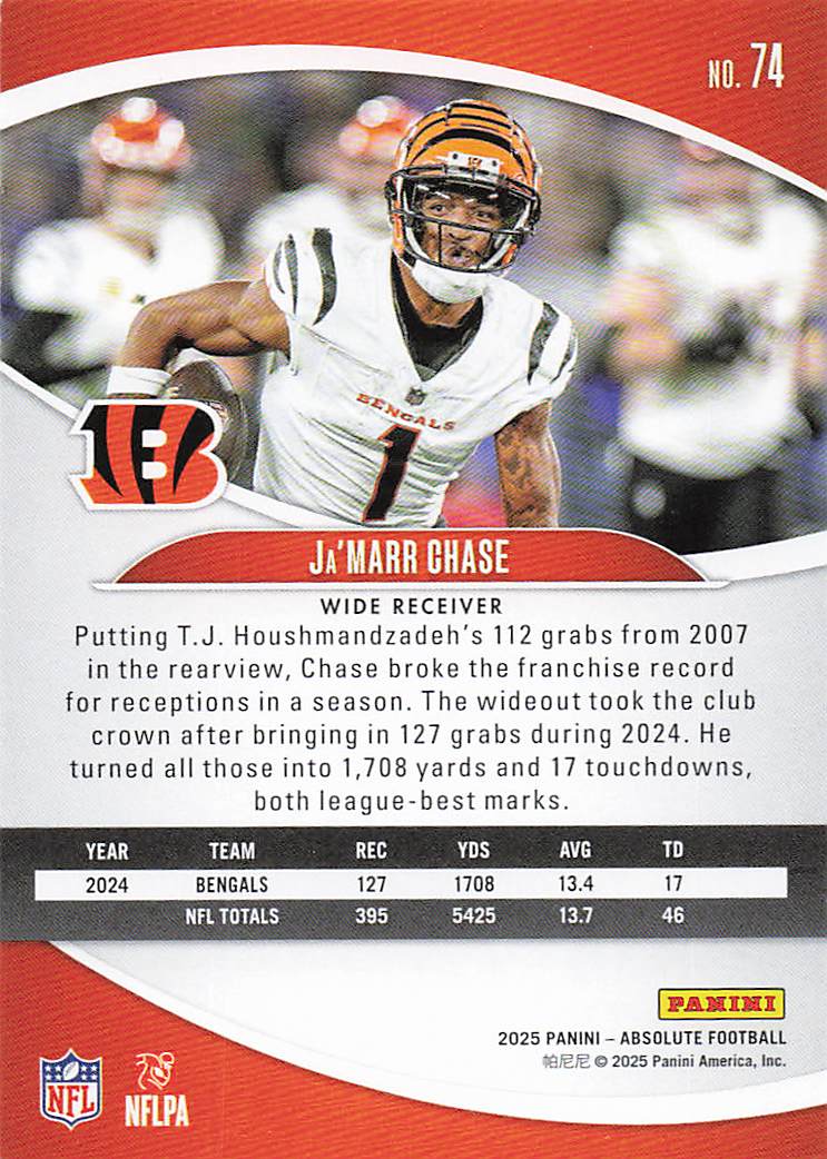 2025 Panini Absolute Football Retail Ja'Marr Chase #74