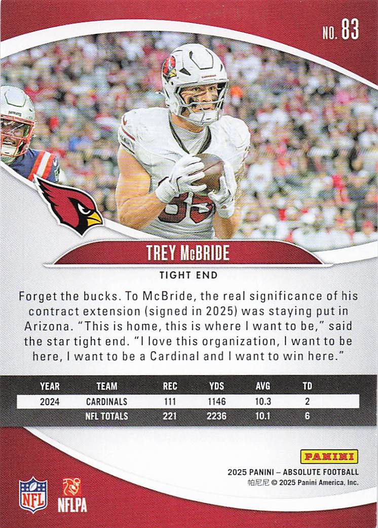 2025 Panini Absolute Football Retail Trey McBride #83