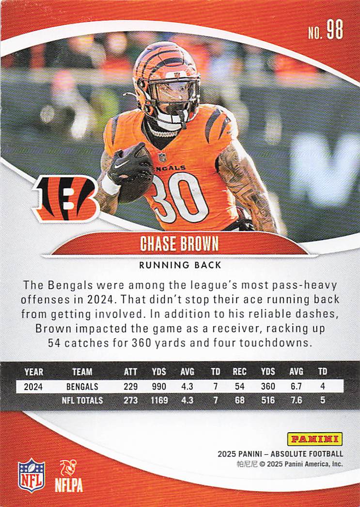 2025 Panini Absolute Football Retail Chase Brown #98