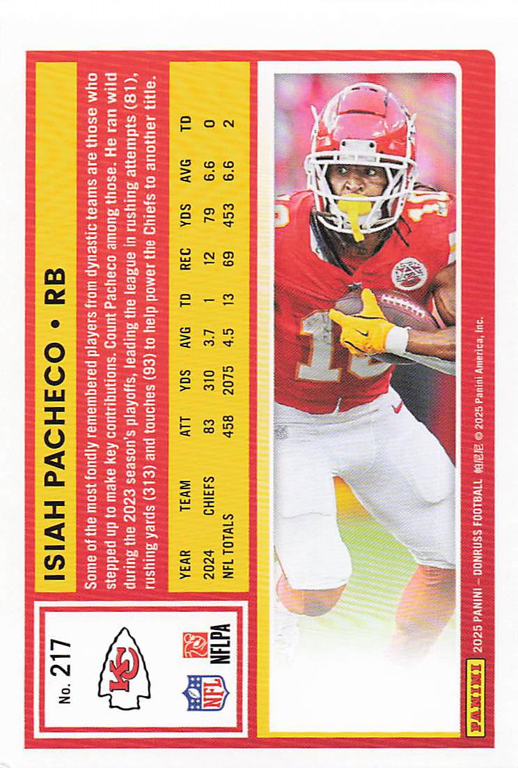 2025 Donruss Football Isiah Pacheco #217