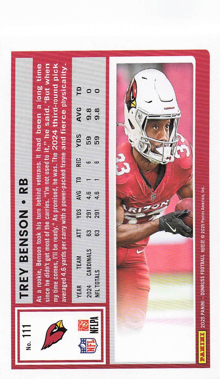 2025 Donruss Football Trey Benson #111