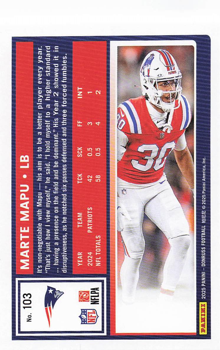 2025 Donruss Football Marte Mapu #103