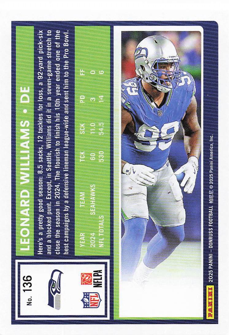 2025 Donruss Football Leonard Williams #136