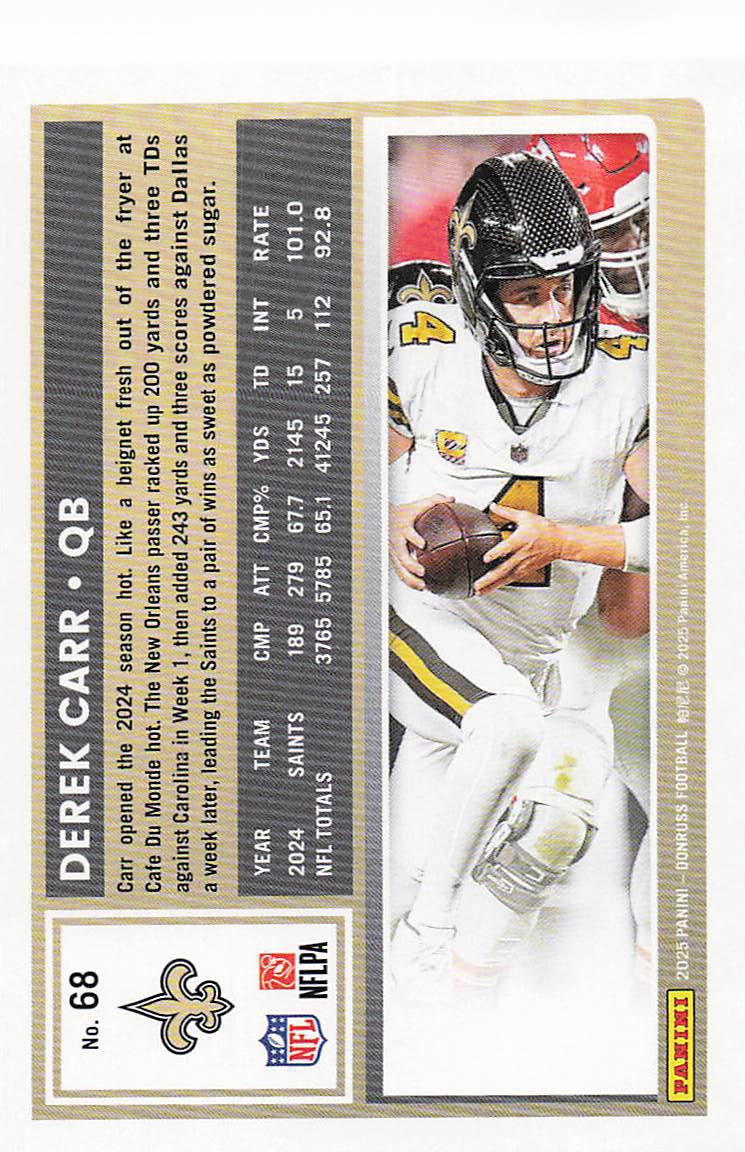 2025 Donruss Football Derek Carr #68