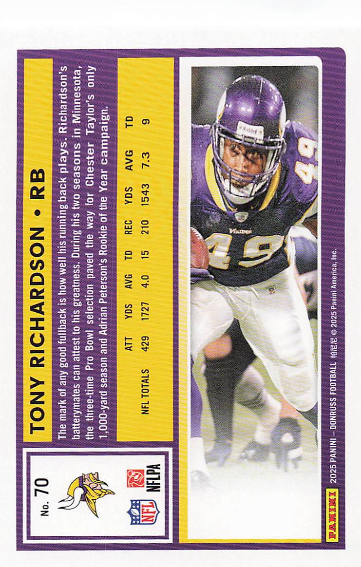 2025 Donruss Football Tony Richardson #70