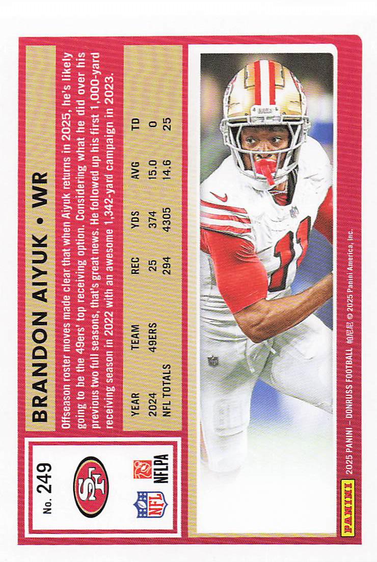 2025 Donruss Football Brandon Aiyuk #249