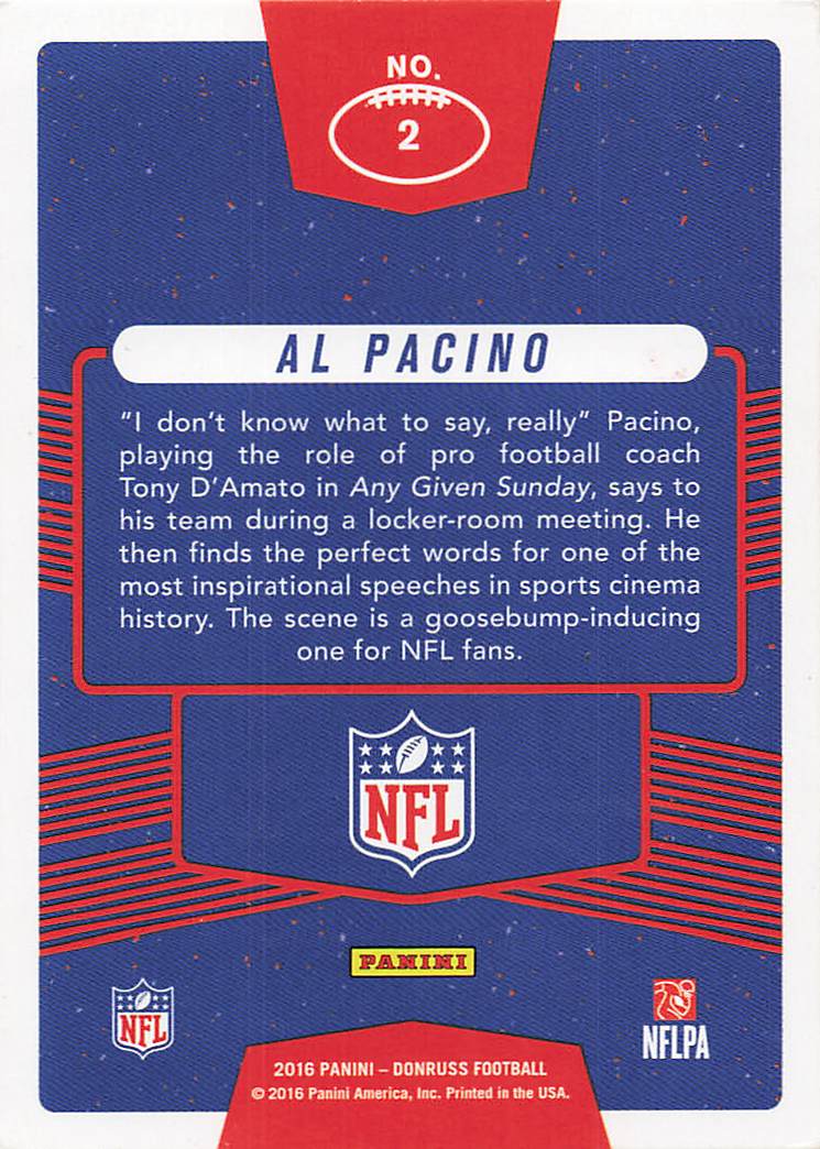 2016 Donruss Football Fans Of The Game Al Pacino #2