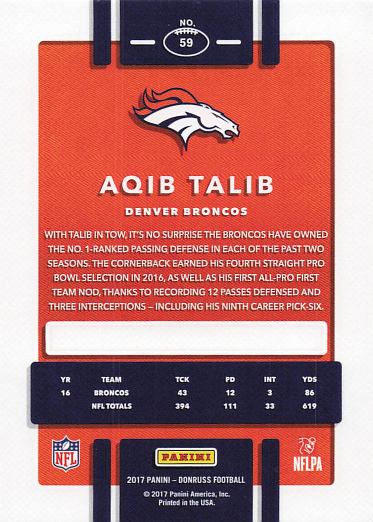 2017 Donruss Football Aqib Talib #59