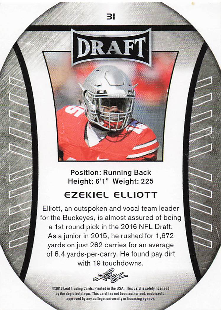 2016 Leaf Draft Football Ezekiel Elliott #31