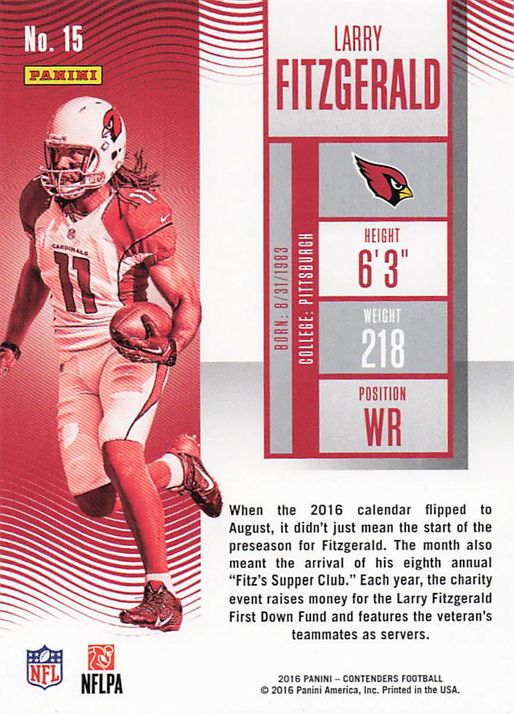 2016 Panini Contenders Football Larry Fitzgerald #15