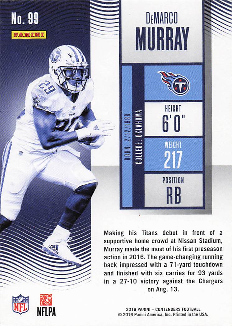 2016 Panini Contenders Football DeMarco Murray #99