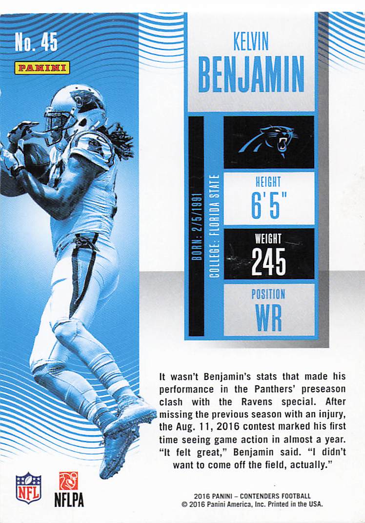 2016 Panini Contenders Football Kelvin Benjamin #45