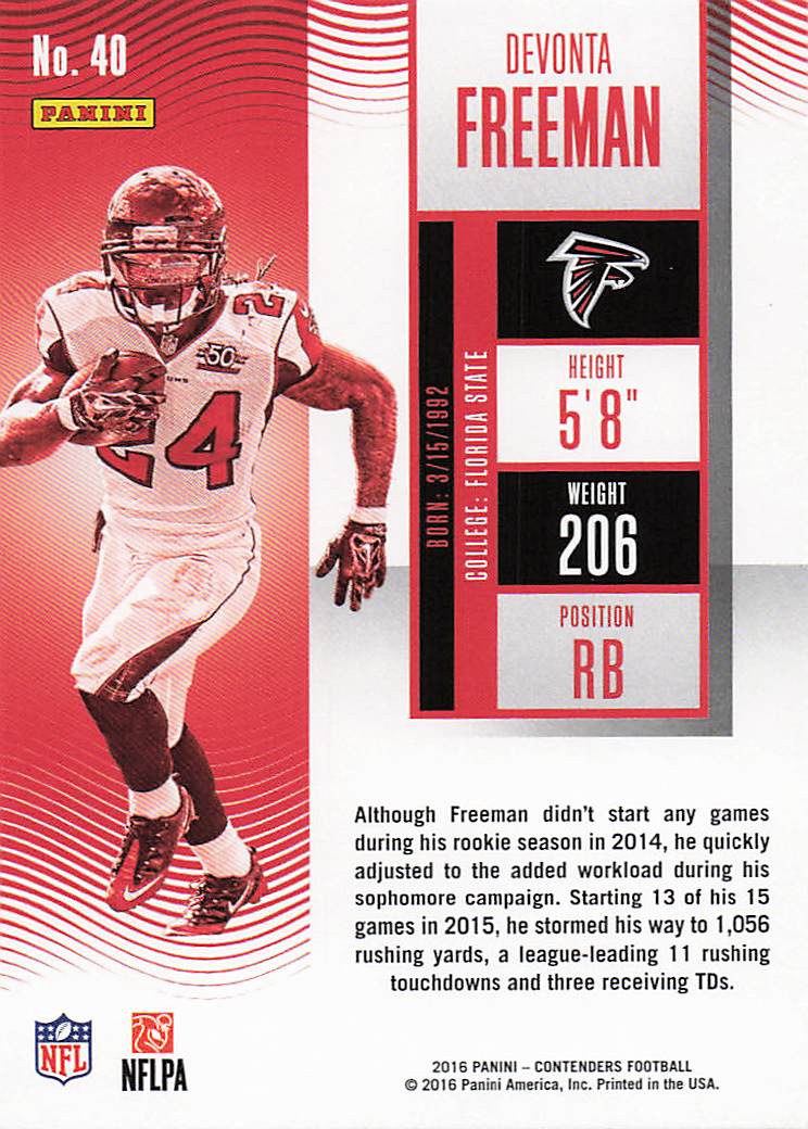 2016 Panini Contenders Football Devonta Freeman #40