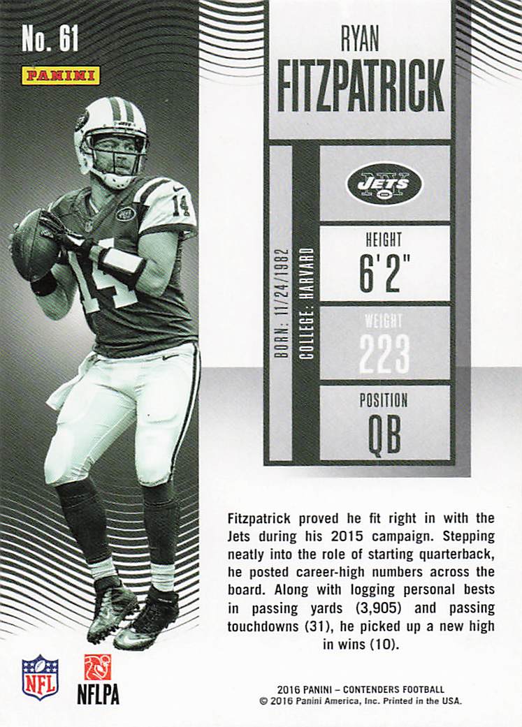 2016 Panini Contenders Football Ryan Fitzpatrick #61