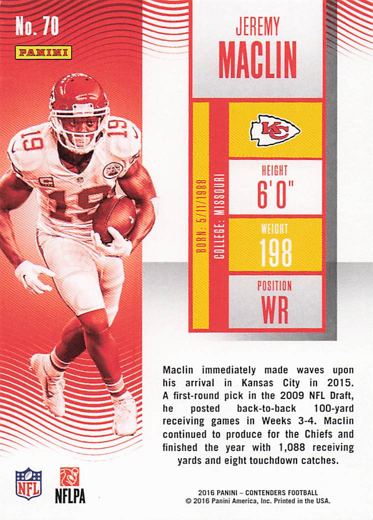 2016 Panini Contenders Football Jeremy Maclin #70